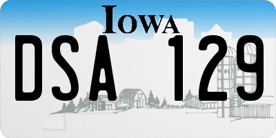 IA license plate DSA129