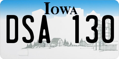 IA license plate DSA130