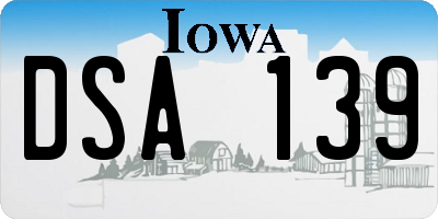 IA license plate DSA139