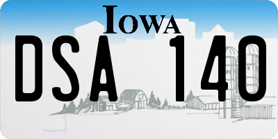 IA license plate DSA140