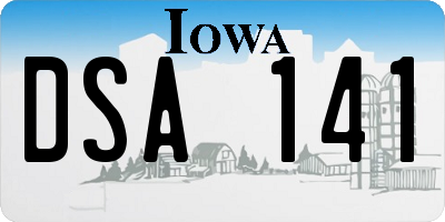 IA license plate DSA141