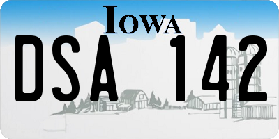 IA license plate DSA142