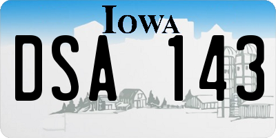 IA license plate DSA143