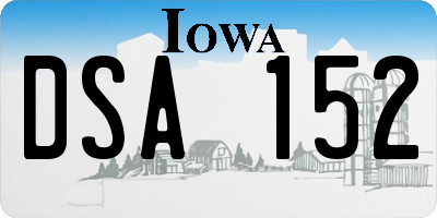 IA license plate DSA152