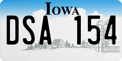 IA license plate DSA154