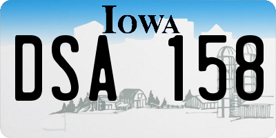 IA license plate DSA158