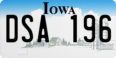 IA license plate DSA196