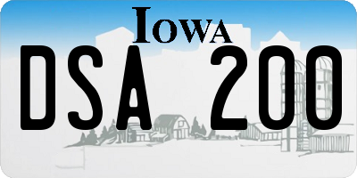 IA license plate DSA200