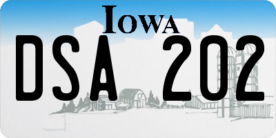 IA license plate DSA202