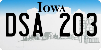 IA license plate DSA203