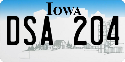IA license plate DSA204