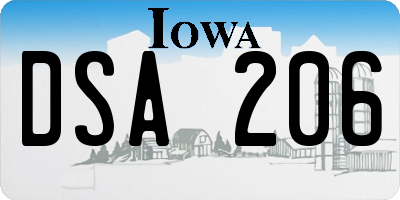 IA license plate DSA206