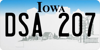 IA license plate DSA207