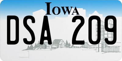 IA license plate DSA209