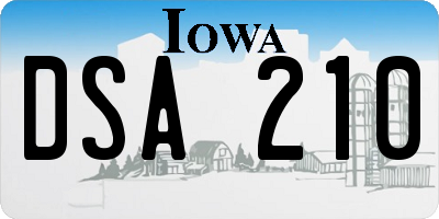 IA license plate DSA210