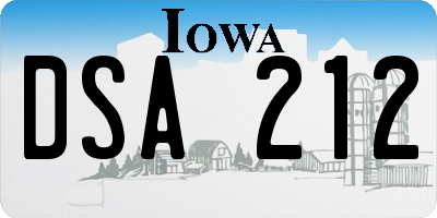 IA license plate DSA212