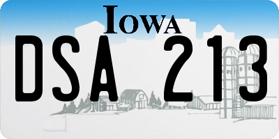 IA license plate DSA213