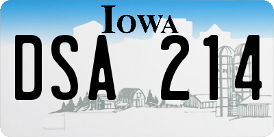IA license plate DSA214