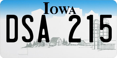 IA license plate DSA215