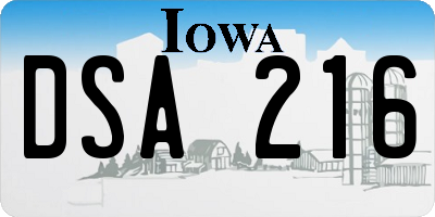 IA license plate DSA216
