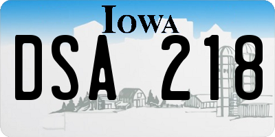IA license plate DSA218