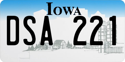 IA license plate DSA221