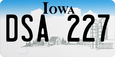 IA license plate DSA227