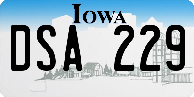 IA license plate DSA229