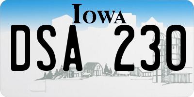 IA license plate DSA230