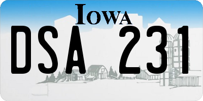 IA license plate DSA231