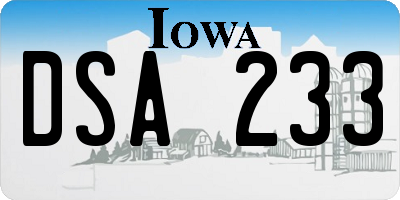 IA license plate DSA233