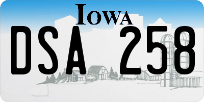 IA license plate DSA258