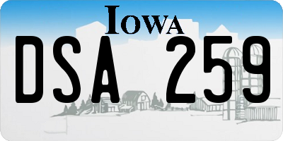 IA license plate DSA259