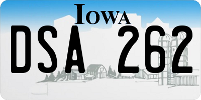 IA license plate DSA262