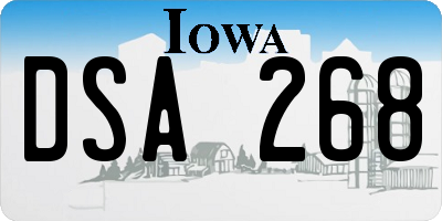IA license plate DSA268