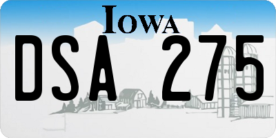 IA license plate DSA275