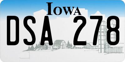 IA license plate DSA278