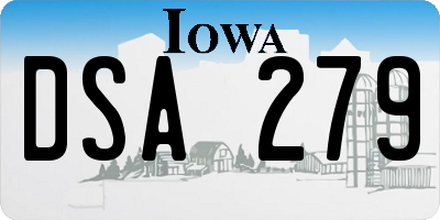 IA license plate DSA279