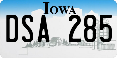 IA license plate DSA285