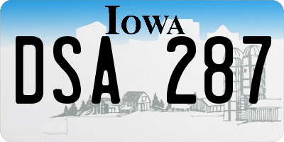 IA license plate DSA287