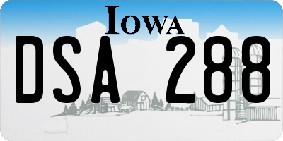 IA license plate DSA288