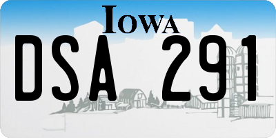 IA license plate DSA291