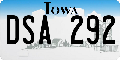 IA license plate DSA292