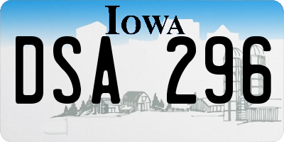 IA license plate DSA296