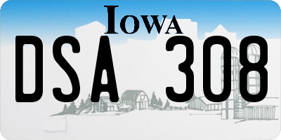 IA license plate DSA308