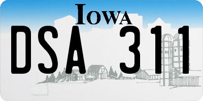 IA license plate DSA311