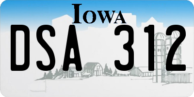 IA license plate DSA312