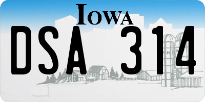IA license plate DSA314