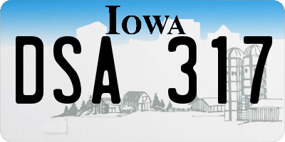 IA license plate DSA317