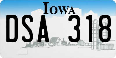 IA license plate DSA318